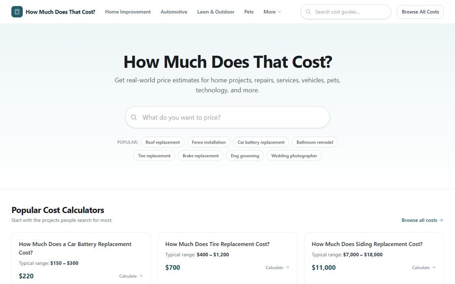 How Much Does That Cost website