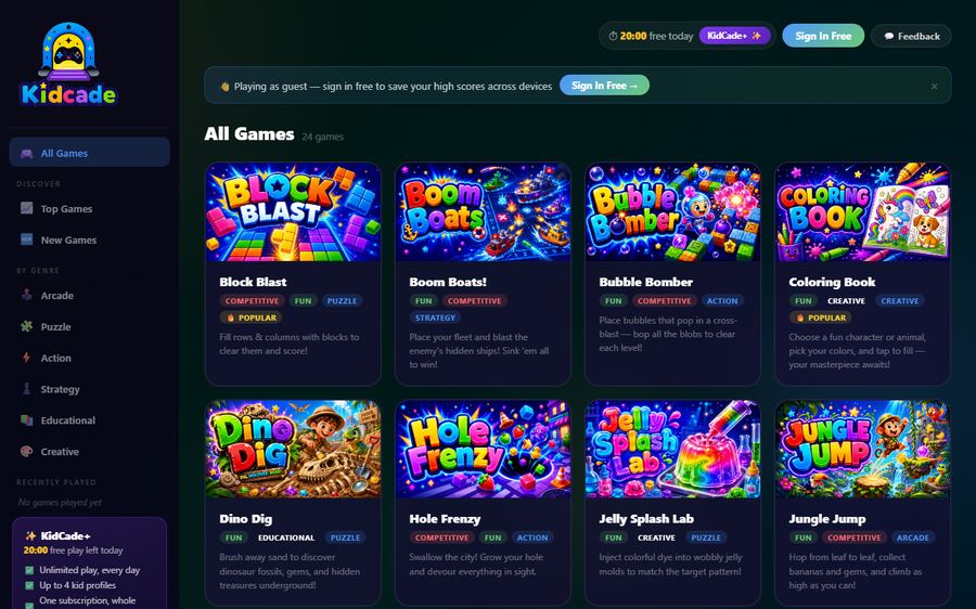 KidCade website