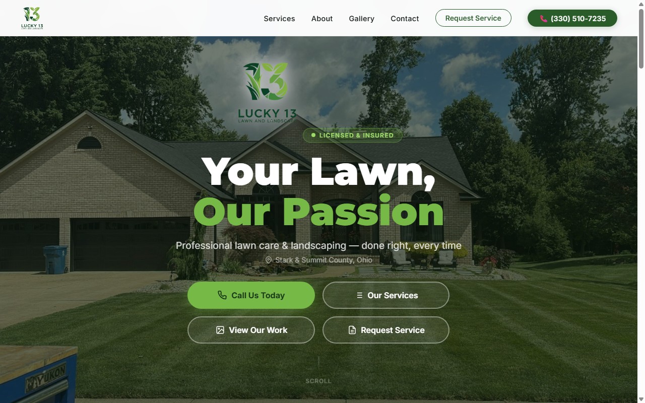 Lucky 13 Lawn and Landscape website