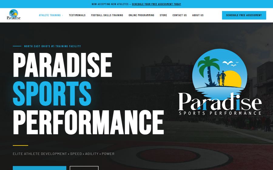 Paradise Sports Performance website