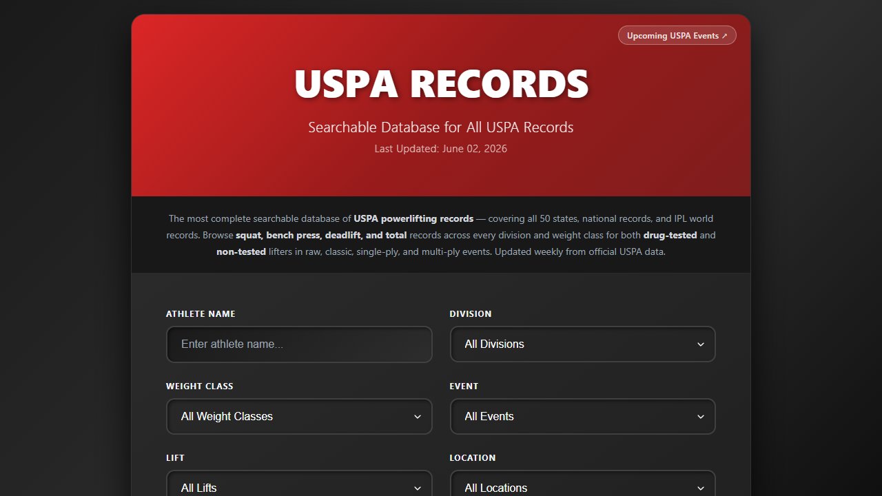 USPA Records website